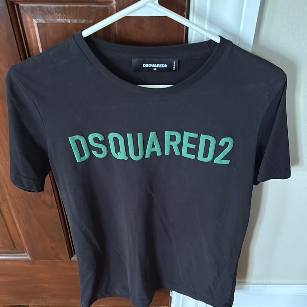 DSQUARED2 Black T-Shirt with Green Logo